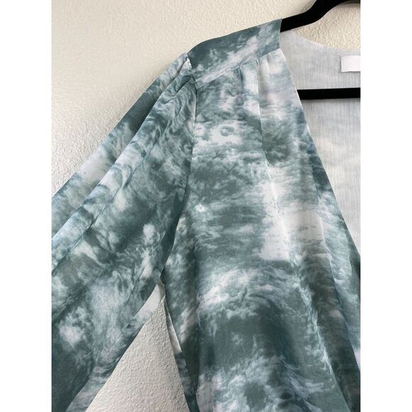 ASTR The Label faux Wrap Top Womens Medium Green Tie Dye Boho Beach Vacation - Picture 5 of 15